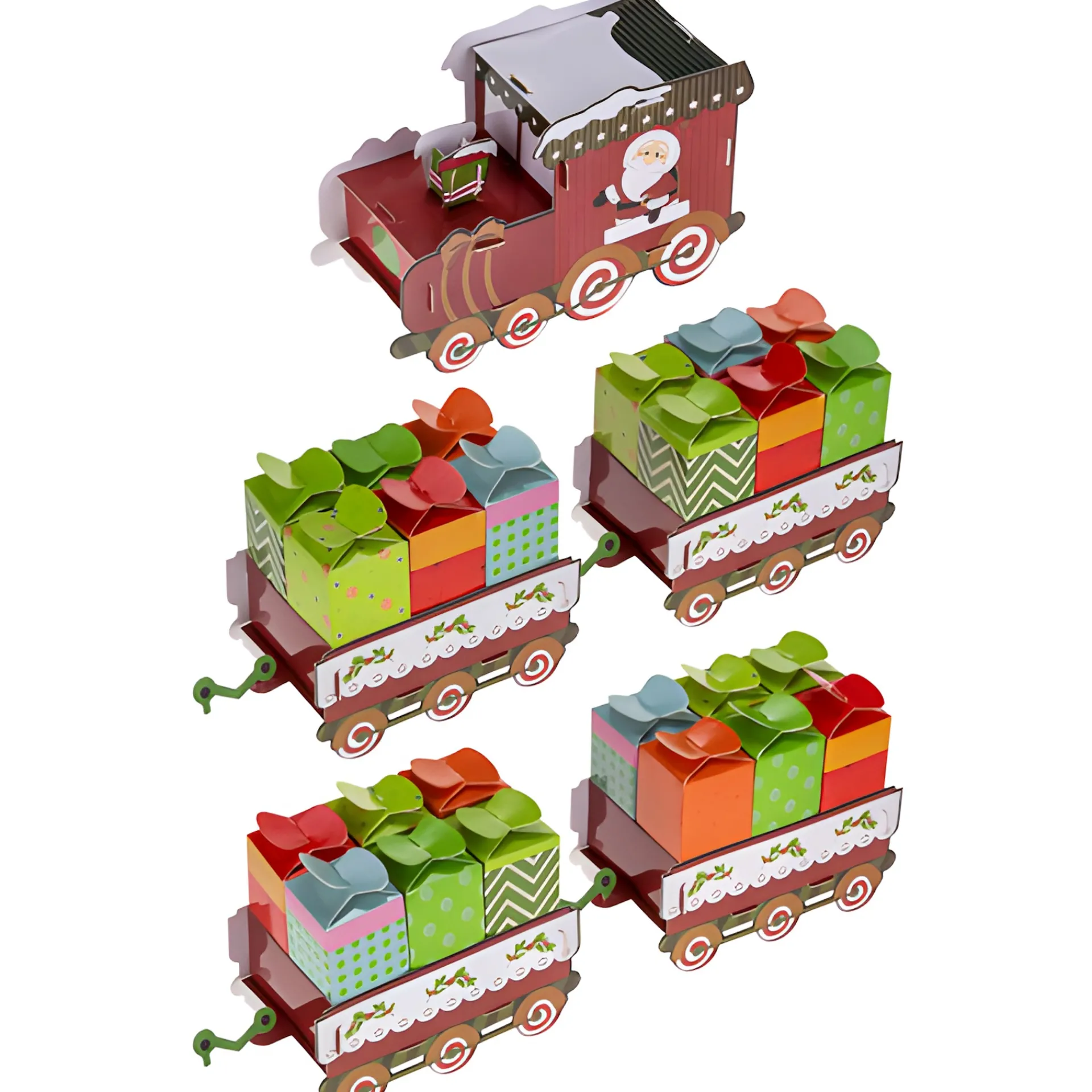 Basteln|Adventskalender|Adventskalender Bastelset 'Zug', 60-teilig