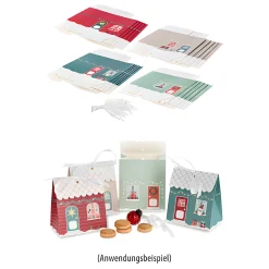 Basteln|Adventskalender|Adventskalender Bastelset 'Weihnachtshaus', 48-teilig