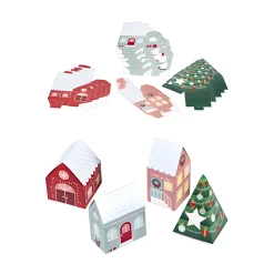 Basteln|Adventskalender|Adventskalender Bastelset 'Weihnachtshaus', 24-teilig