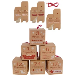 Adventskalender|Basteln|Adventskalender Set 'Zahlenschachtel', 24-teilig