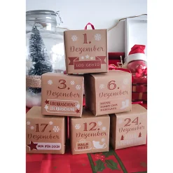 Adventskalender|Basteln|Adventskalender Set 'Zahlenschachtel', 24-teilig