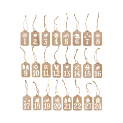 Deko|Adventskalender|Adventskalender-Anhänger aus Holz, 24 Stück