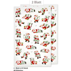 Deko|Adventskalender|Adventskalender-Zahlen Weihnachtsmänner, 48 Stück