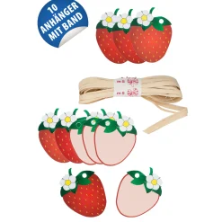 Erdbeerzeit|Anhängeetiketten|Anhänger Set 'Erdbeere', 11-teilig