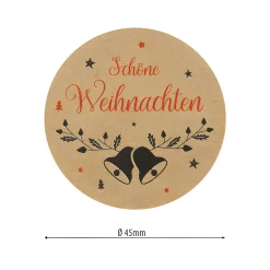 Deko|Aufkleber 'Weihnachtsgrüße' Ø 4,5 cm, braun, 48 Stück