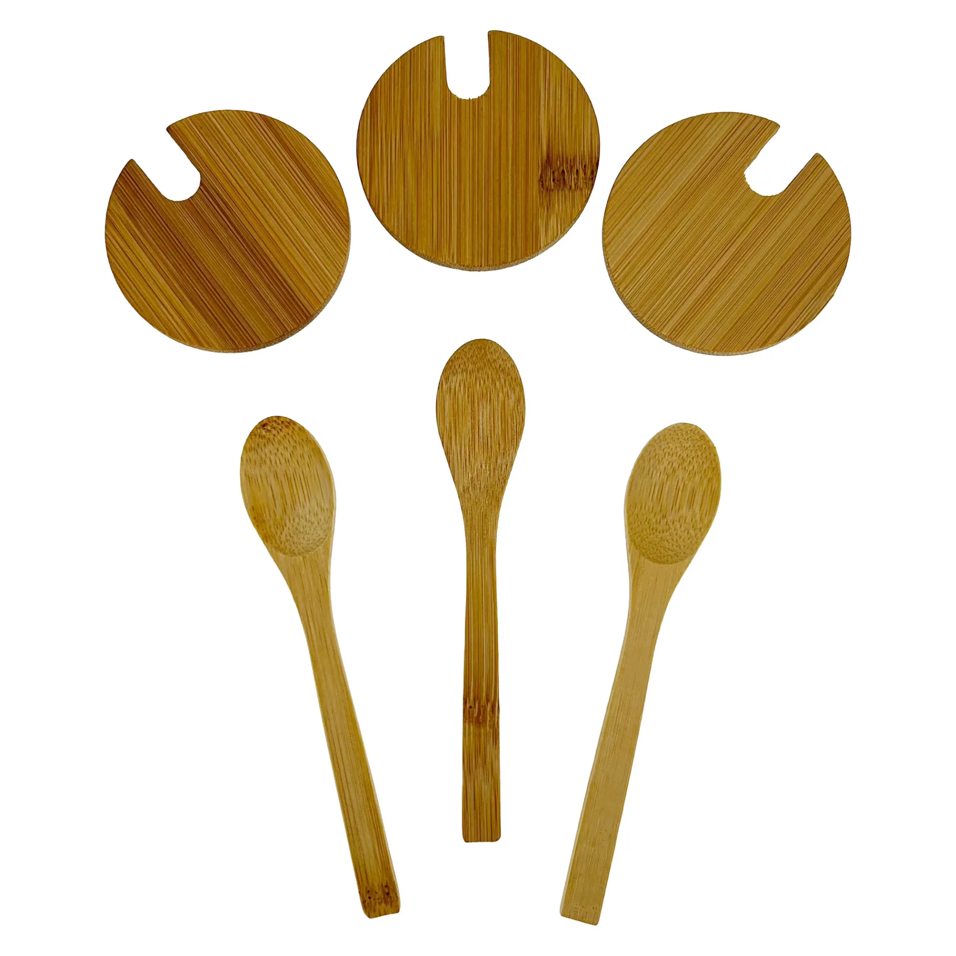 Sonstige Verschlüsse|Bambusdeckel Ø 67 mm mit Löffel, 3er Set