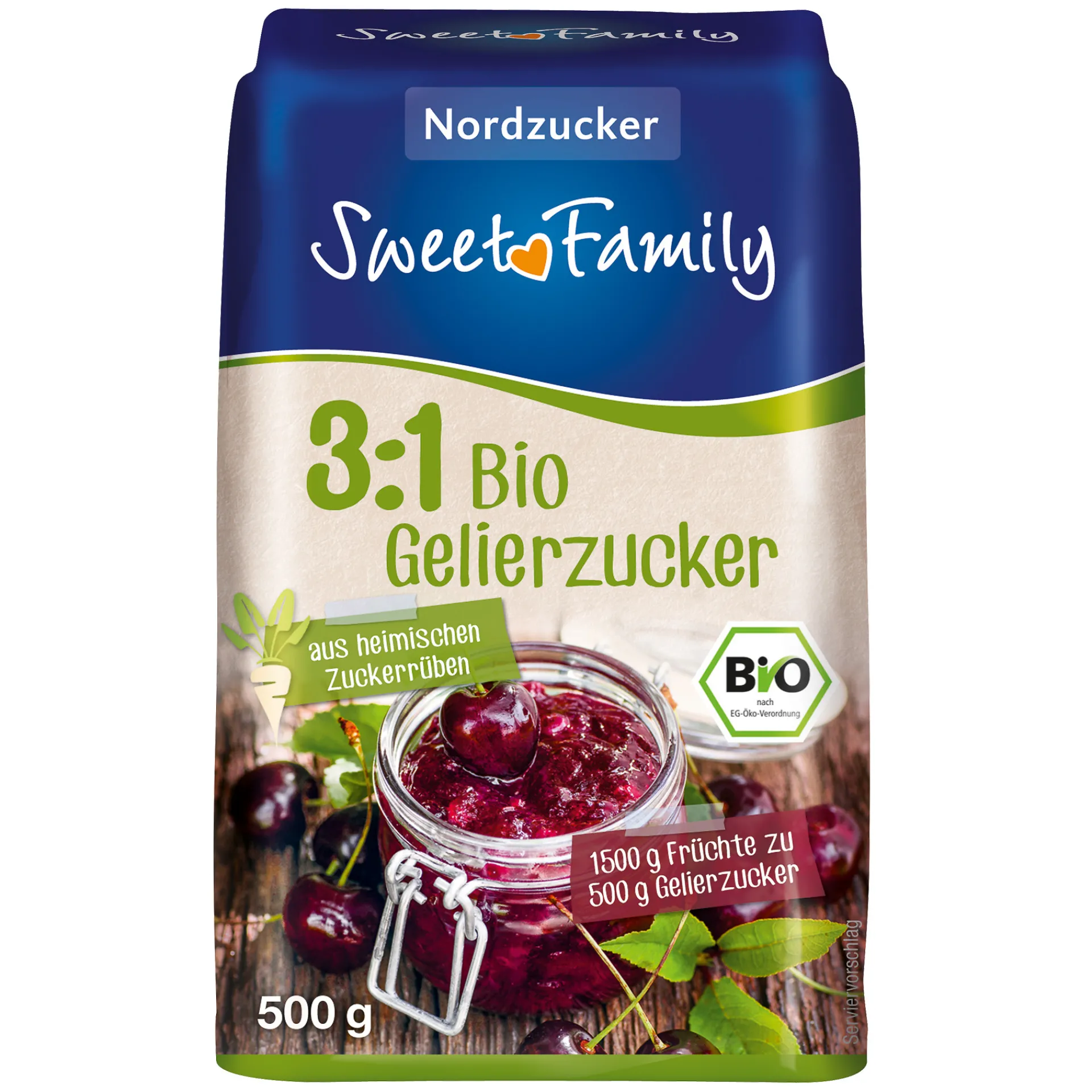 Sweet Family Beerenzeit|Erdbeerzeit|Bio-Gelierzucker 3:1, 500 g