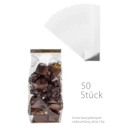 Jodl Verpackungen Confiserie-Verpackungen|Beutel|Blockbodenbeutel mit Bodenblatt 70+50 x 250 mm, 50 Stück