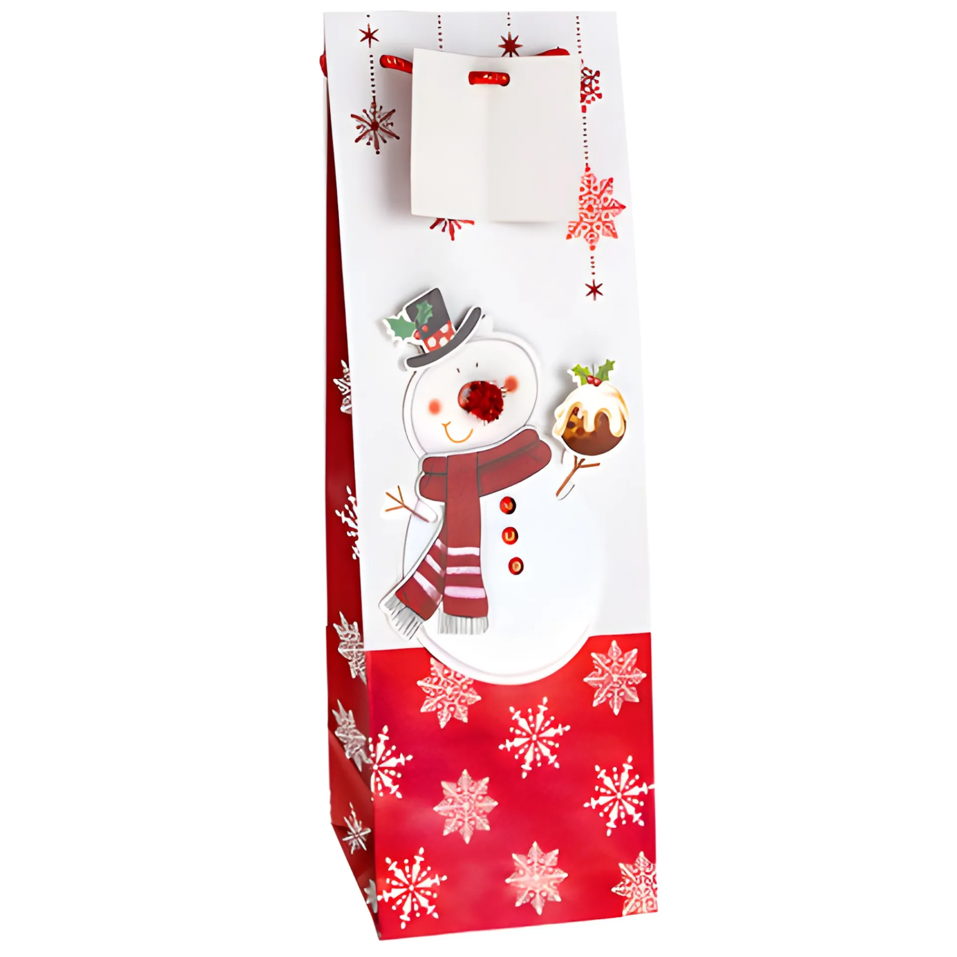 Verpackungen|3D Flaschentasche 'Schneemann' 12,5 x 11,5 x 34 cm