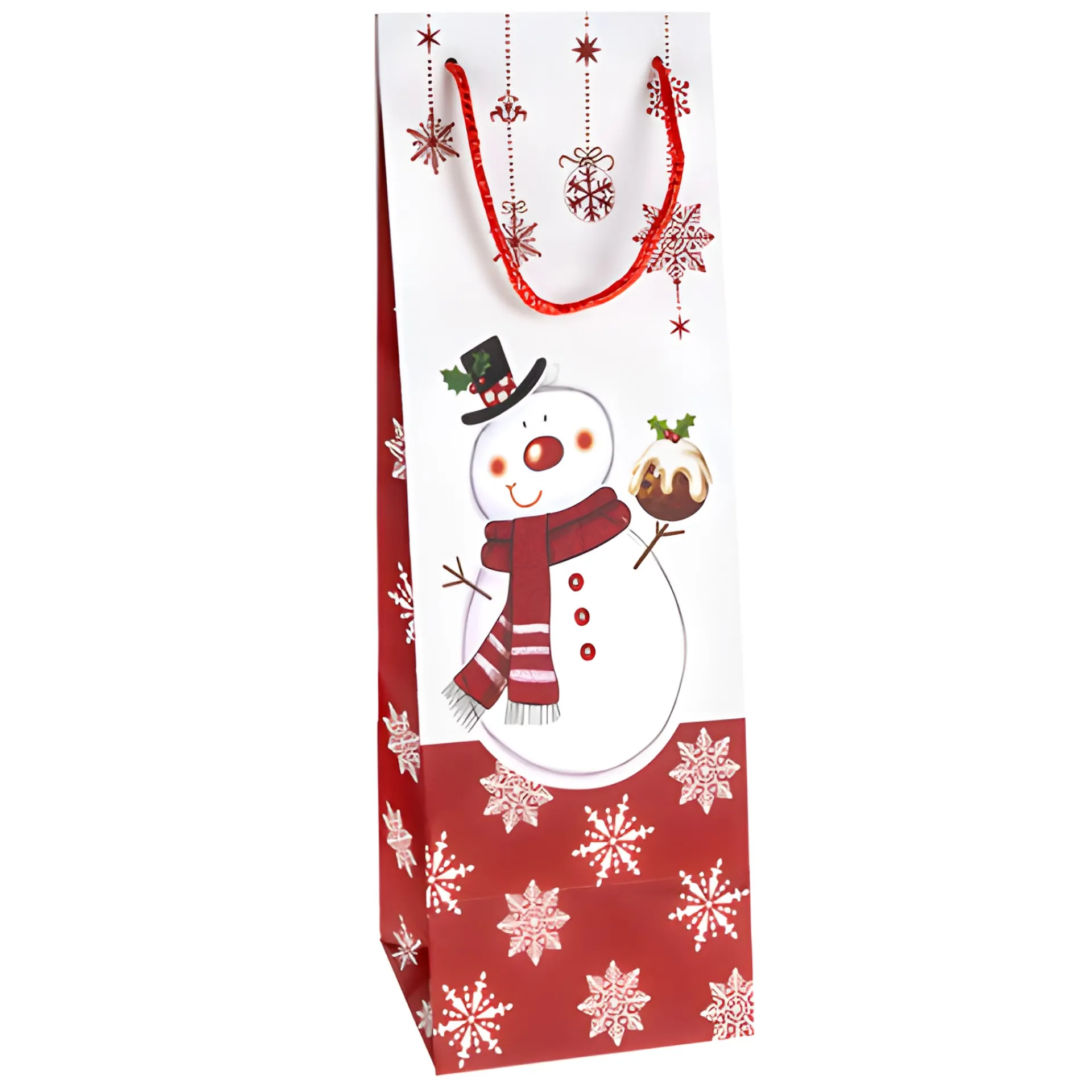Verpackungen|3D Flaschentasche 'Schneemann' 12,5 x 11,5 x 34 cm