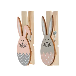 Ostern|Deko-Holzklammer 'Ostereier-Hasen', 7 cm, 8 Stück