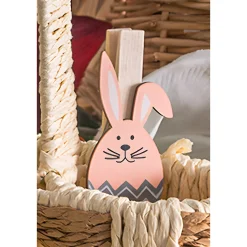 Ostern|Deko-Holzklammer 'Ostereier-Hasen', 7 cm, 8 Stück