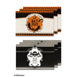 Halloween|Zum Aufkleben|Deko-Sticker 'Halloween' für Flaschen, 15 x 10 cm, 6 Stück