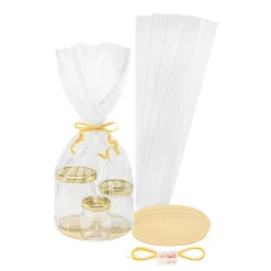 Jodl Verpackungen Ostern|Weihnachtsbäckerei|Diamantbeutel  65 x 400 mm mit Scheibe Ø 120 mm und Band, 5 Stück