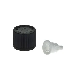 Kosmetik & Arznei|Pipetten, Randtropfer Und Co.|DIN 18 schwarz mit Randtropfer  klein und Kindersicherung