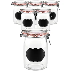 Gläser-Sets|6er Set Bügelglas 'Ermetico' 1000 ml mit Tafel