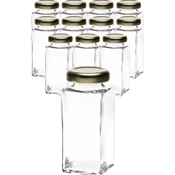 Gläser-Sets|12er Set Cubi 100 ml TO 38 mit Deckel gold