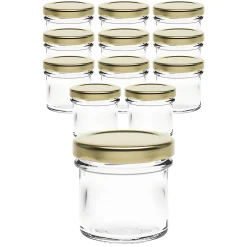 Gläser-Sets|12er Set Ingenio 72 ml mit Deckel gold