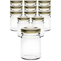 Gläser-Sets|12er Set Pott 106 ml mit Deckel gold