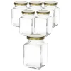 Gläser-Sets|6er Set Quadratglas 260 ml mit Deckel gold