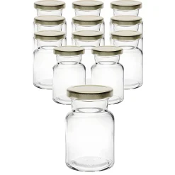 Gläser-Sets|12er Set Rundglas 150 ml mit Deckel gold