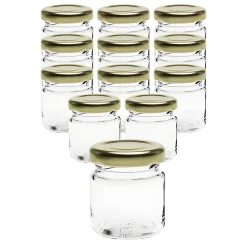 Gläser-Sets|12er Set Rundglas 53 ml mit Deckel gold