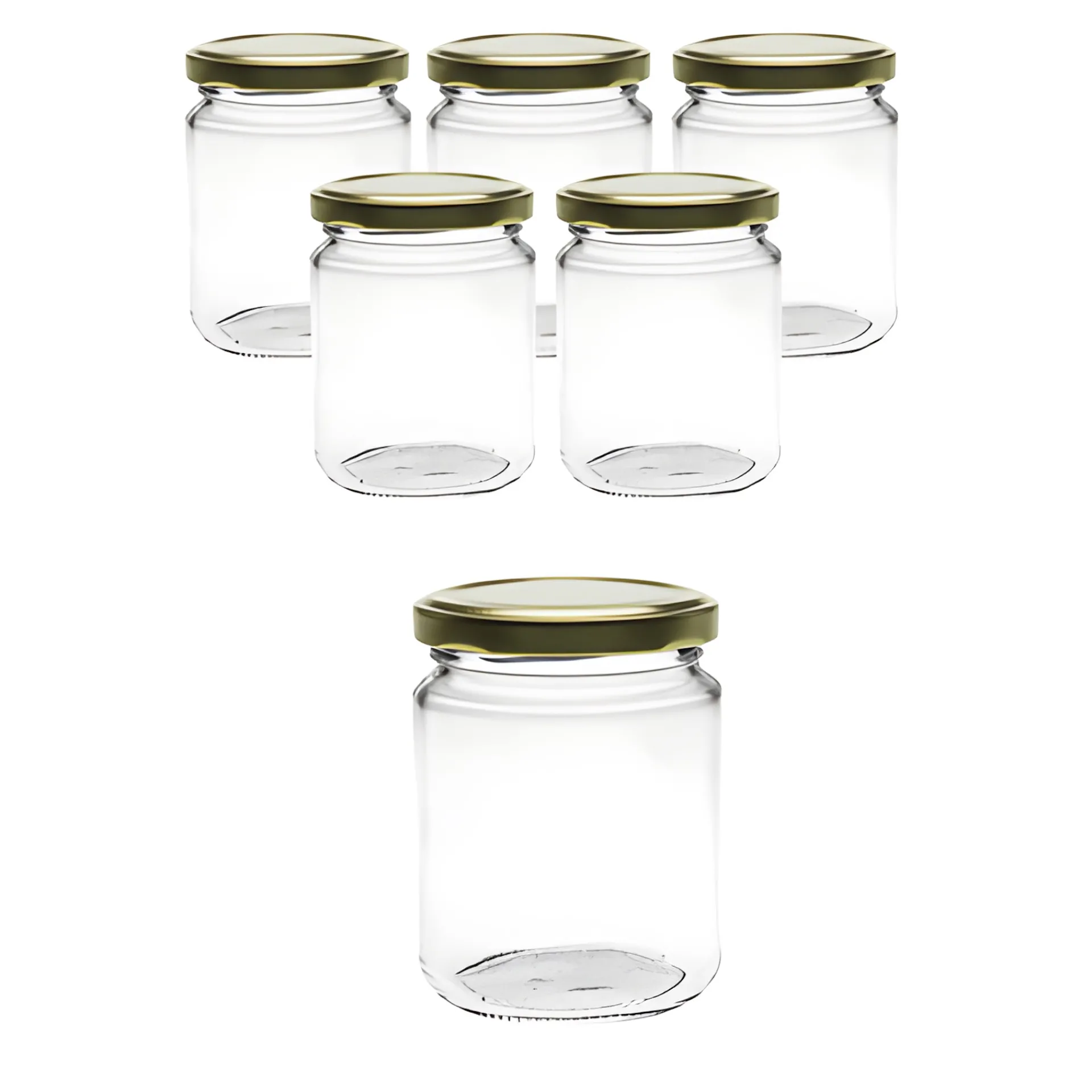 Gläser-Sets|6er Set Rundglas 275 ml mit Deckel gold
