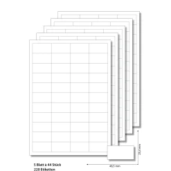 Vital Shots|Etiketten Zum Beschriften|Etiketten 48,5 x 25,4 mm weiß -  5 Blatt A4