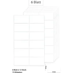 Vital Shots|Etiketten Zum Beschriften|Etiketten 36 x 19 mm, weiß, 72 Stück