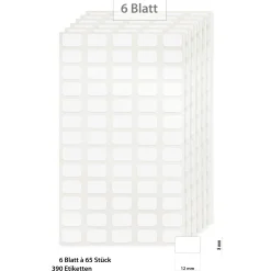 Etiketten Zum Beschriften|Etiketten 12 x 8 mm, weiß, 390 Stück