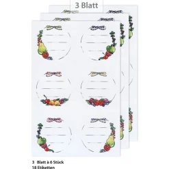 Saft & Sirup|Kirschenzeit|Etiketten 'Früchte' rund, 18 Stück