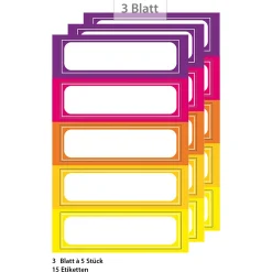 Zum Aufkleben|Etiketten Zum Beschriften|Etiketten 'Rahmen in 5 warmen Farben', 15 Stück