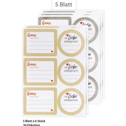 Apfel-, Birnen-, Quittenzeit|Kirschenzeit|Etiketten 'Selbst gemacht', 30 Stück