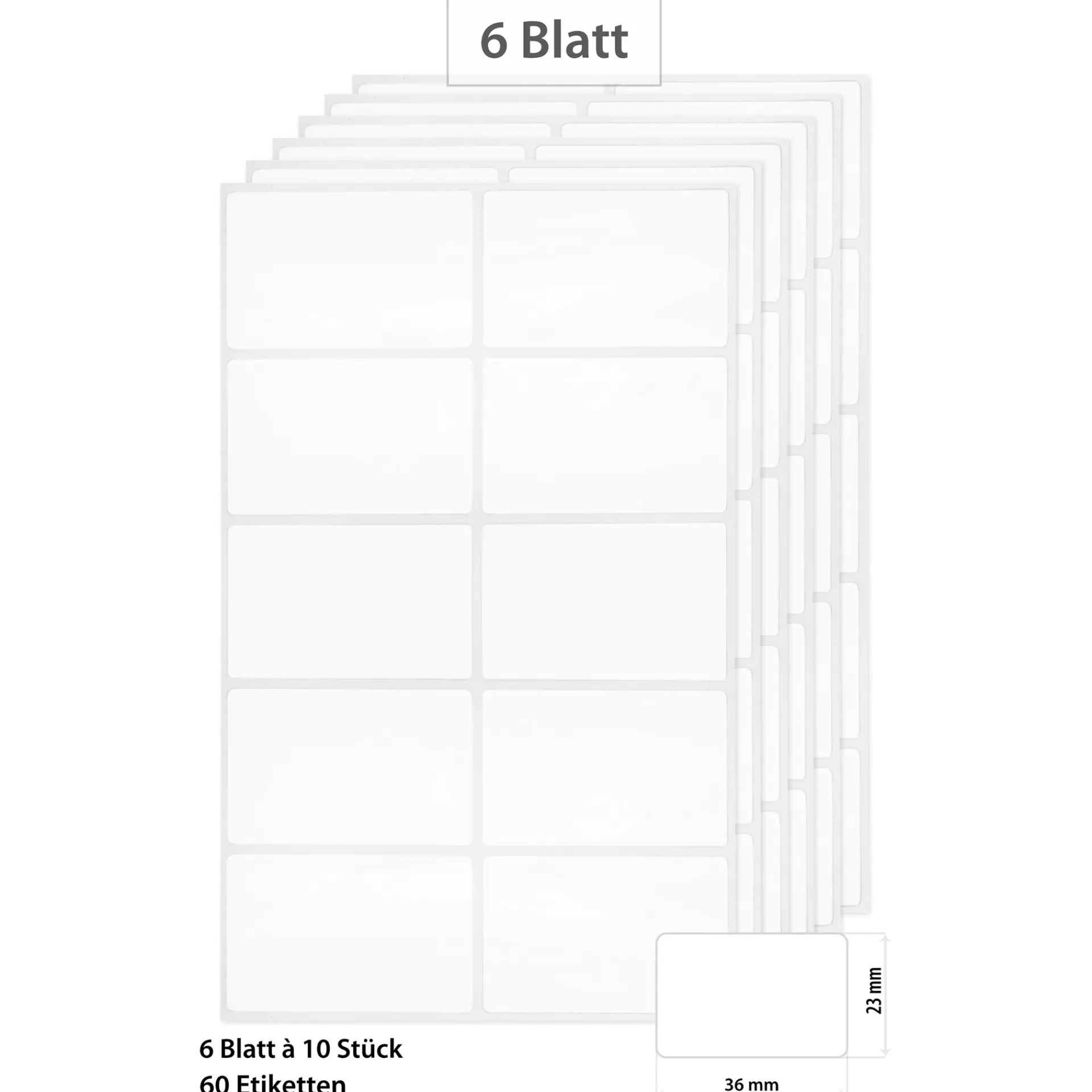 Etiketten Zum Beschriften|Etiketten 'Weiß 36x23 mm', 60 Stück