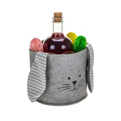 Ostern|Rein- Und Draufstellen|Filzkorb 'Osterhase' Ø 16 cm, grau