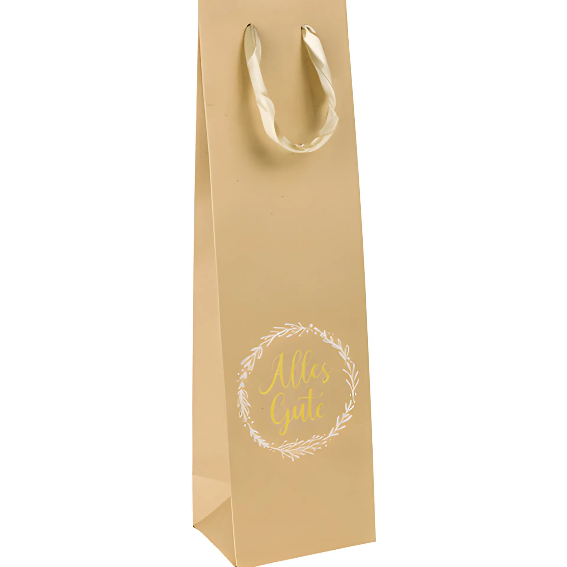 Weinflaschen-Verpackungen|Flaschentasche 'Alles Gute' natur, 10 x 8 x 35 cm