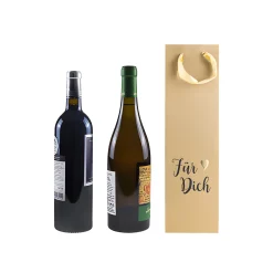 Weinflaschen-Verpackungen|Flaschentasche 'Für Dich' natur, 10 x 8 x 35 cm