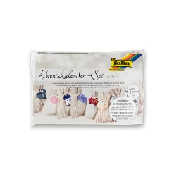Folia Basteln|Adventskalender|Adventskalender-Beutel beige/weiß, 49-teilig