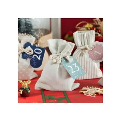 Folia Basteln|Adventskalender|Adventskalender-Beutel beige/weiß, 49-teilig