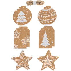 Folia Deko|Etiketten Zum Beschriften|Anhängeetikett natur/weiß, 12 Stück