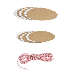 Folia Anhängeetiketten|Etiketten Zum Beschriften|Anhängeetikett rund natur/weiß, 12 Stück