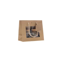 Einfarbiges Zum Basteln|Geschenktüten, -Taschen & Papiertüten|Geschenktüte mit Sichtfenster natron, mittel