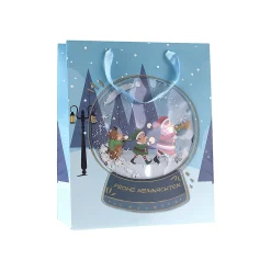 Verpackungen|Weihnachtsgeschenktüten|Geschenktüte 'Schneekugel' blau, groß