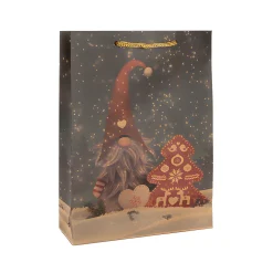Verpackungen|Weihnachtsgeschenktüten|Geschenktüte 'Weihnachtswichtel' mit LED, mittel