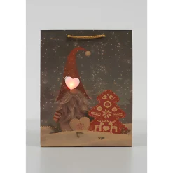 Verpackungen|Weihnachtsgeschenktüten|Geschenktüte 'Weihnachtswichtel' mit LED, mittel