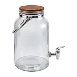 Feiern Und Feste|Picknick-Zubehör|Getränkespender 6 Liter mit Holzdeckel und Henkel