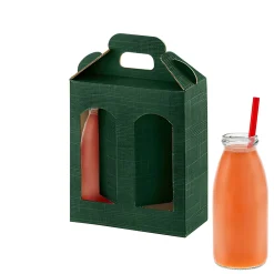 Verpackungen|Geschenkverpackungen Für Gläser|Gläserkarton 2er 130 x 60 x 150 mm grün