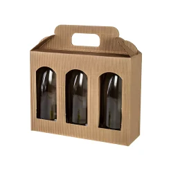 Geschenkverpackungen Für Gläser|Gläserkarton 3er 190 x 60 x 150 mm natur