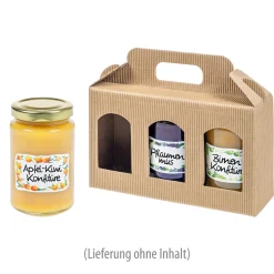 Geschenkverpackungen Für Gläser|Gläserkarton 3er 190 x 60 x 120 mm natur