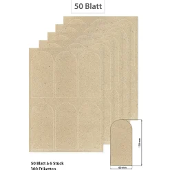 Etiketten Zum Beschriften|Bedruckbare Etiketten|Grasetiketten Rundbogen 60 x 130 mm, 50 Blatt A4, 300 Stück